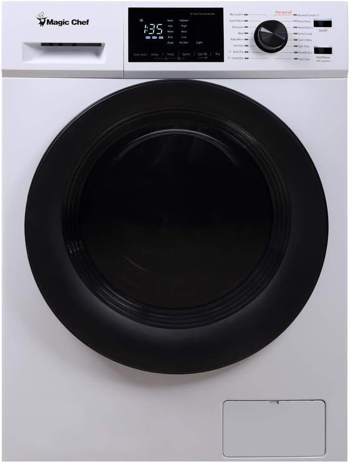 Magic Chef 2.7 Cubic Foot Front Load Portable Compact Electric Washing Washer And Dryer Machine Combo Appliance, White