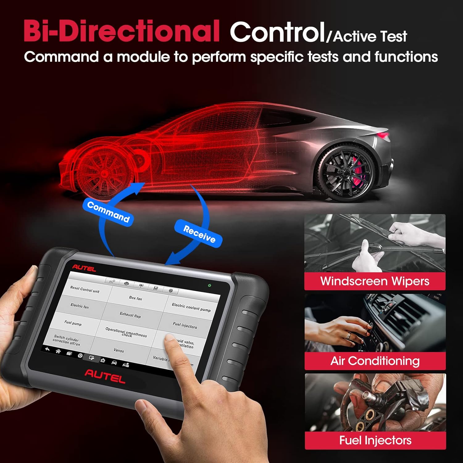 Autel Scanner MaxiPRO MP808 OBD2 Diagnostic Scan Tool with Bi-directional Control, Key Fob Programming, ABS bleeding brake, Reset Functions including Oil Reset, EPB, SAS, DPF, BMS, ABS, SRS, TPMS