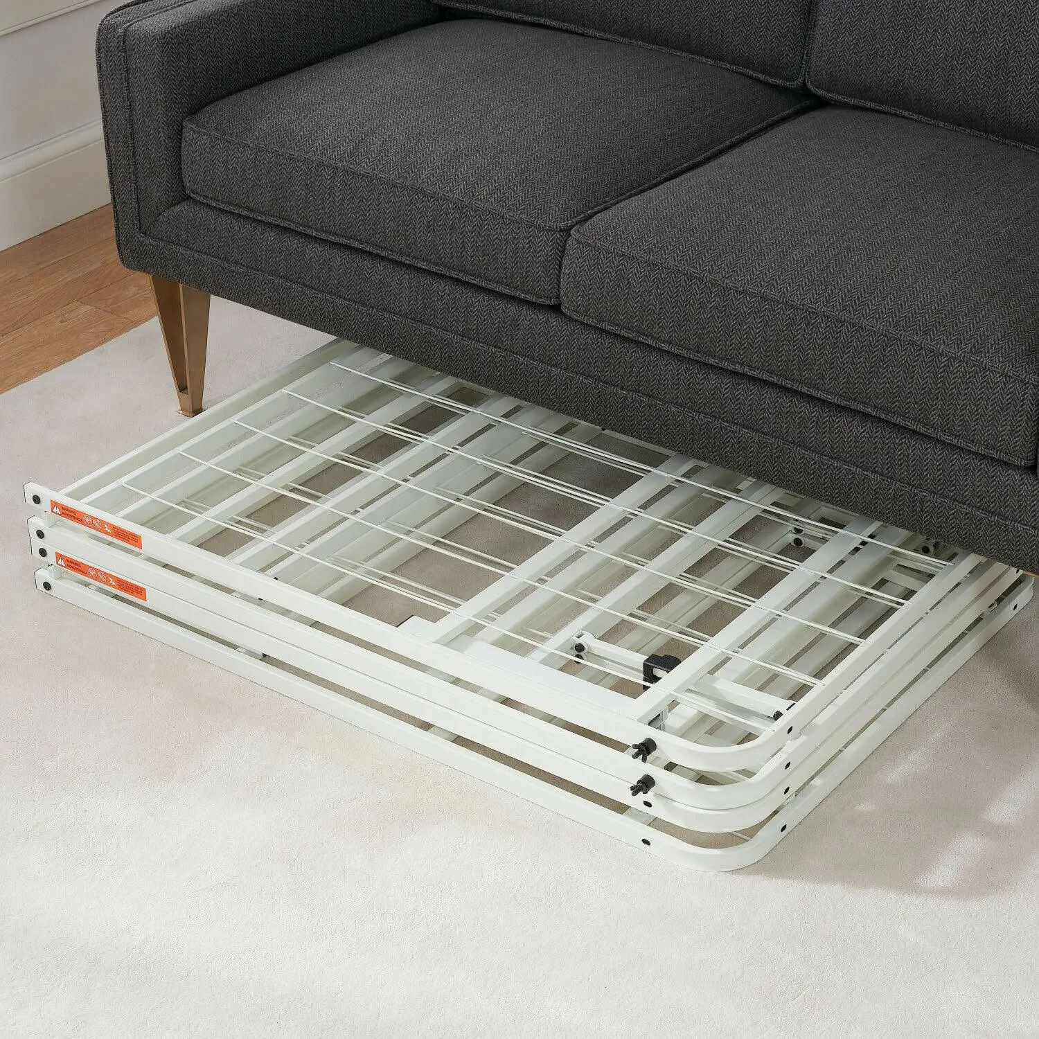 Mainstays 14 inch High Profile Foldable White Steel Bed Frame, King, Size: 14 inch Height