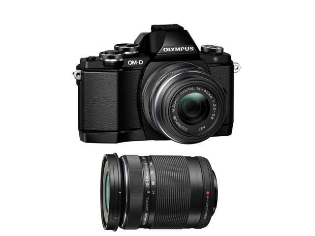 Olympus OM-D E-M10 Mark II Digital Camera with 14-42mm EZ u0026 Ed 40-150mm Lenses (Black)