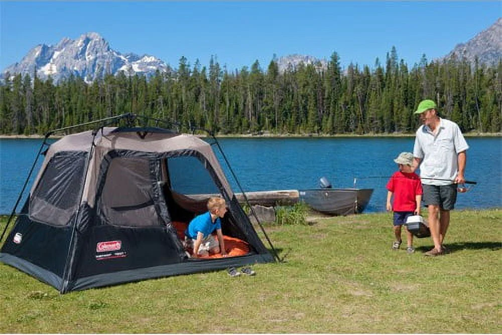 Coleman 4-Person Cabin Camping Tent with Instant Setup, 1 Room, Gray