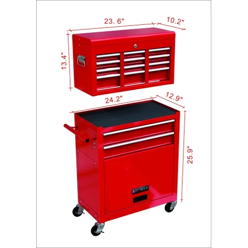 Rolling Tool Chest with Wheels and 8 Drawers, Detachable Large Toolbox Storage Cabinet with Lock,Locking Mechanic Tool Cart for Warehouse, Workshop,Garage,Blue