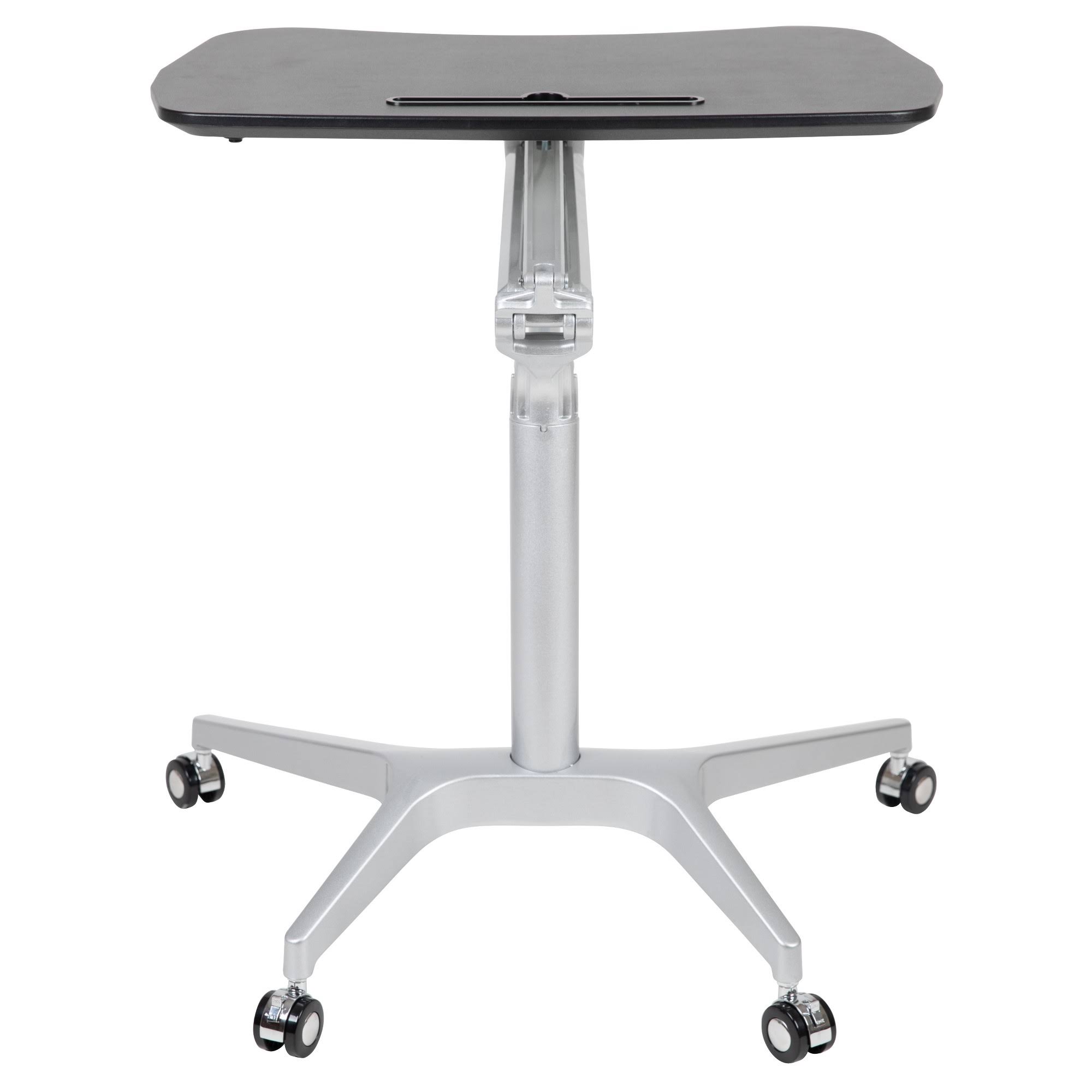 Flash Furniture Mobile Sit-Down Stand-Up Black Computer Ergonomic Desk with 28.25x22W Top - Adjustable Range 29x22- 41x22