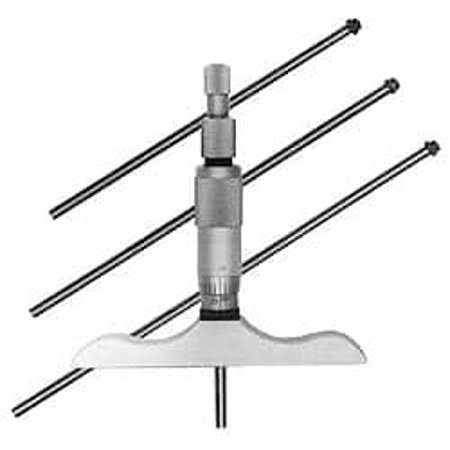 0 to 12 inch Range, 12 Rod, Satin Chrome Finish Mechanical Depth Micrometer