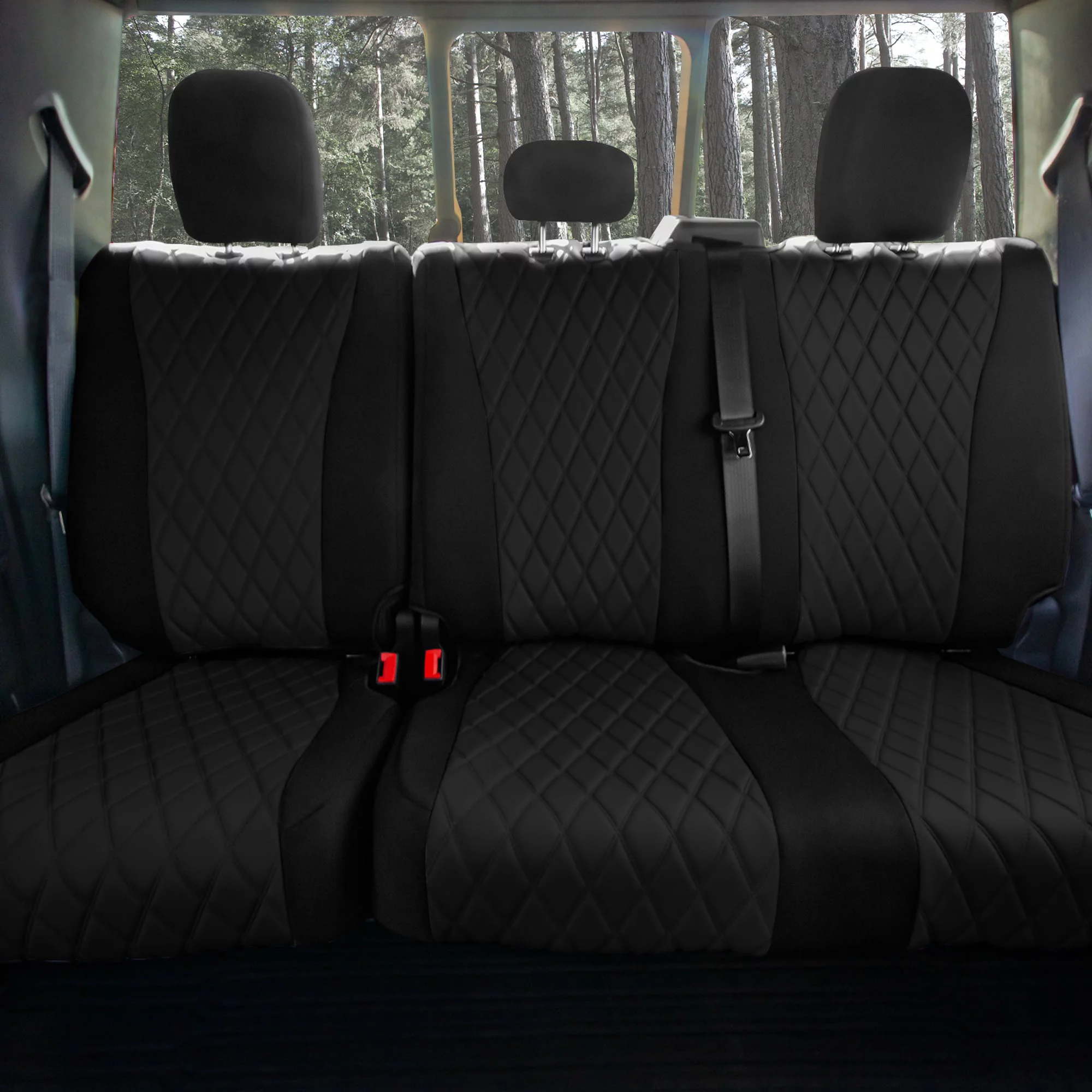 FH Group Custom Fit Neoprene Car Seat Cover for 2021-2023 ford F-150, F-250, F-350, F-450, Black Full Set Seat Covers with Air Freshener - Curated Treasures Market