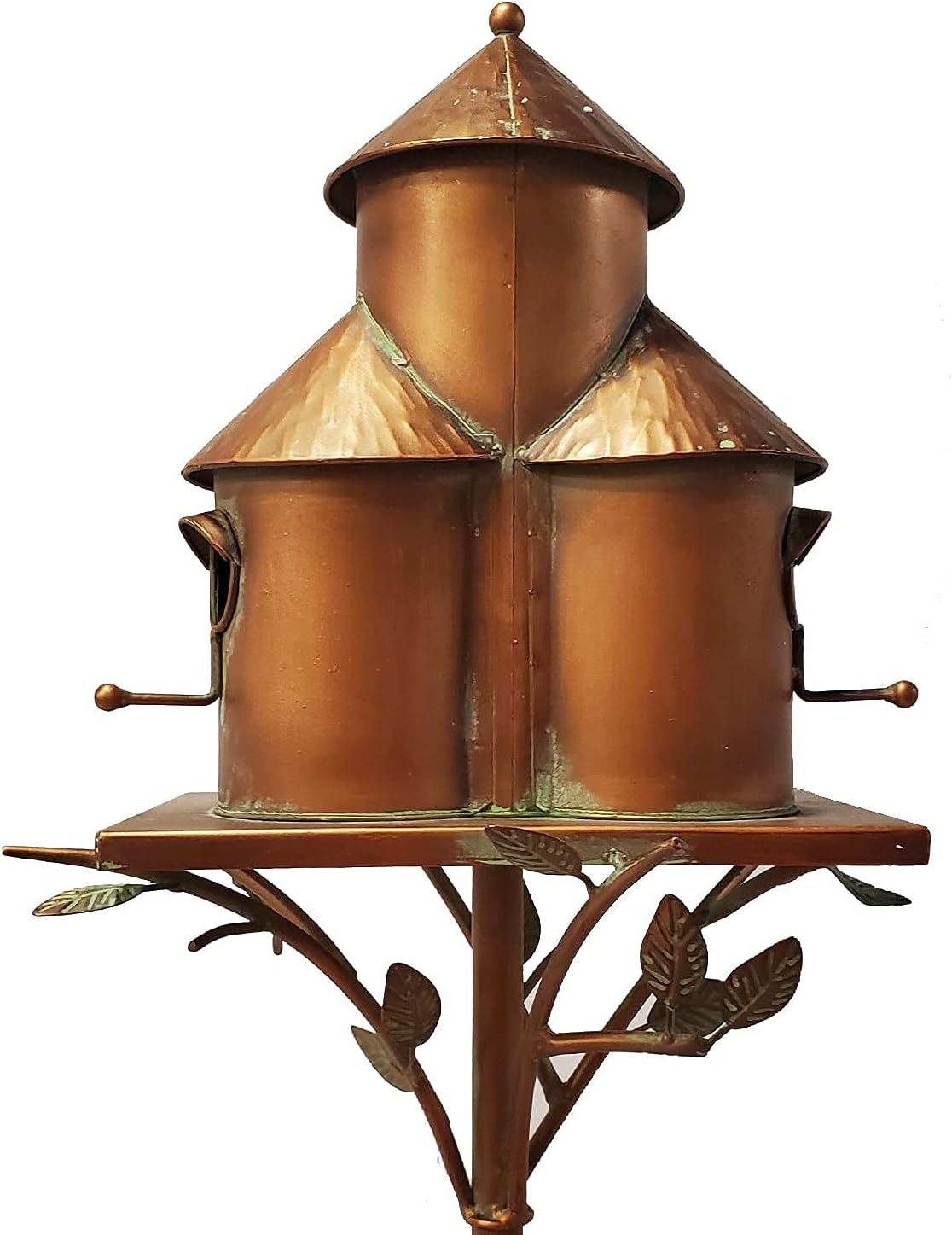 Zaer Ltd. Large Copper Colored Multi-Birdhouse Stakes, Room for 4 Bird Families in Each (Castle Home)