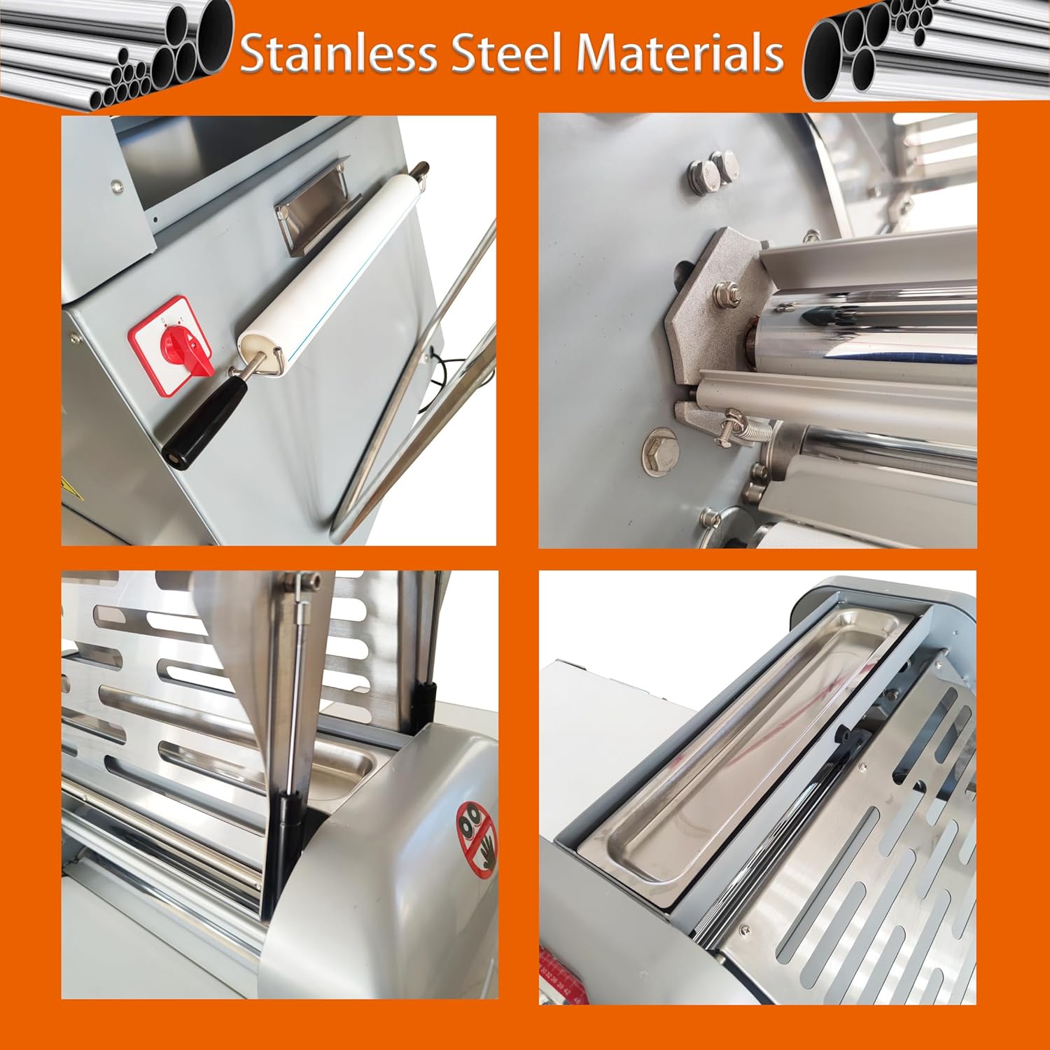 Dough Sheeter Commercial Dough Roller Sheeter Electric Croissant Pastry Sheeter 20"×82" Fondant Reversible Pizza Press Rolling Machine Adjustable Thickness with Foot Pedal 110V