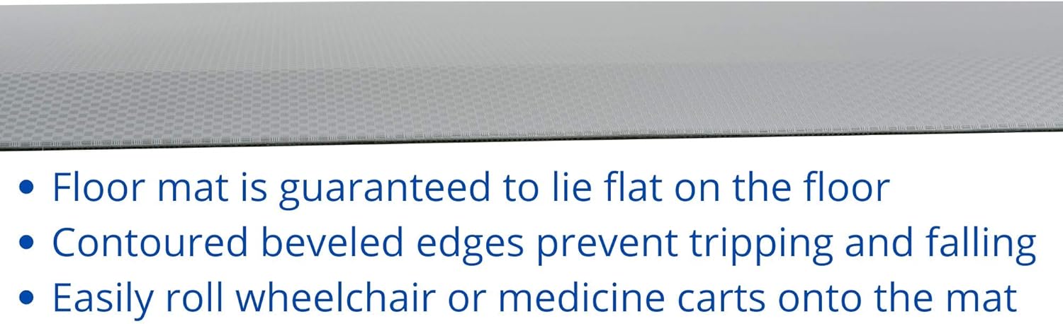 Secure FlatPad Bedside Fall Protection Safety Floor Mat with Beveled Edges - Elderly Seniors Handicap Injury Prevention and Caregiver Anti Fatigue Pad - Waterproof Non Slip Cover (70" x 24" x 1")