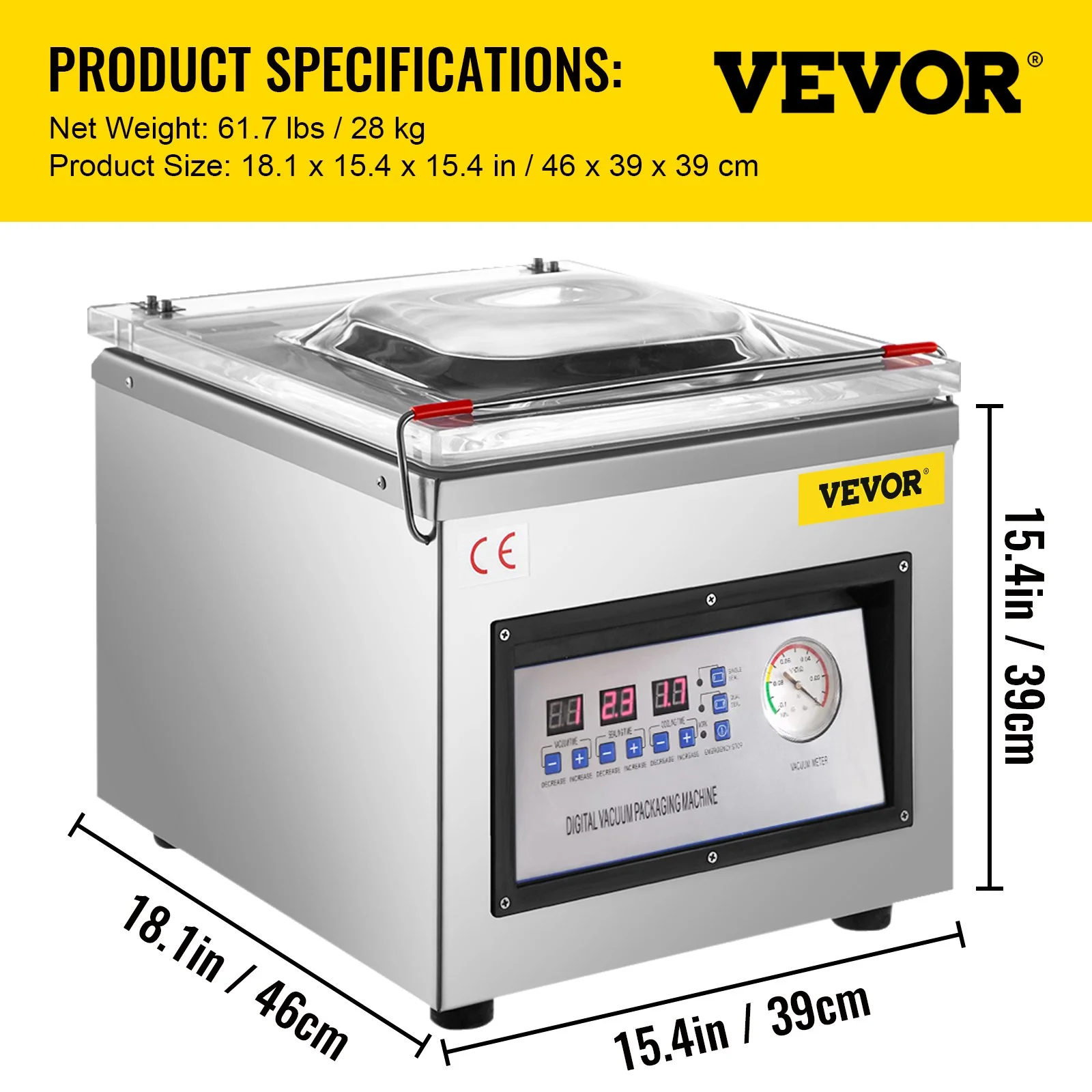 VEVOR DZ 260C Chamber Vacuum Sealer, 110V Kitchen Food Packaging Machine for Food