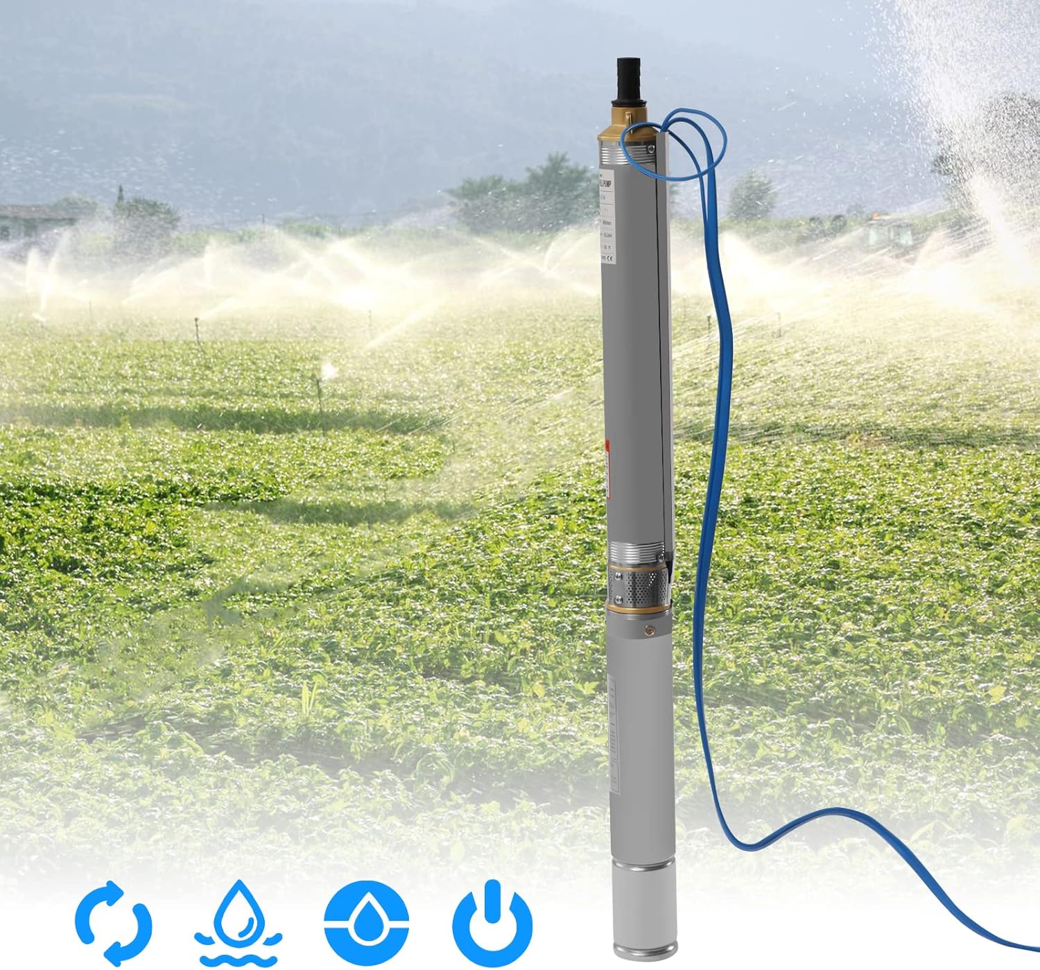 Submersible Well Pump, 110V 0.75KW Water Deep Well Pump Stainless Steel 380ft deep Deep Well Pump Outlet Submersible Bore Pump with Control Box for Industrial Factories Home Use