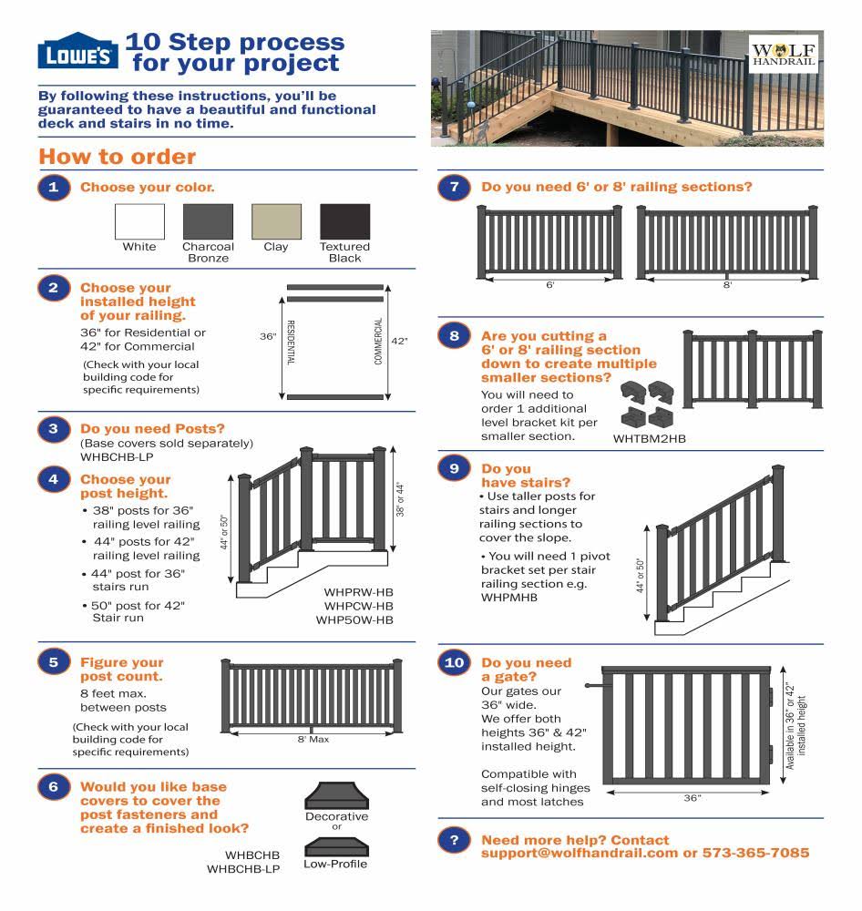 Wolf Handrail 6-ft x 2.75-in x 42-in White Aluminum Deck Rail Kit Balusters Included (Assembly Required) | WH6CW