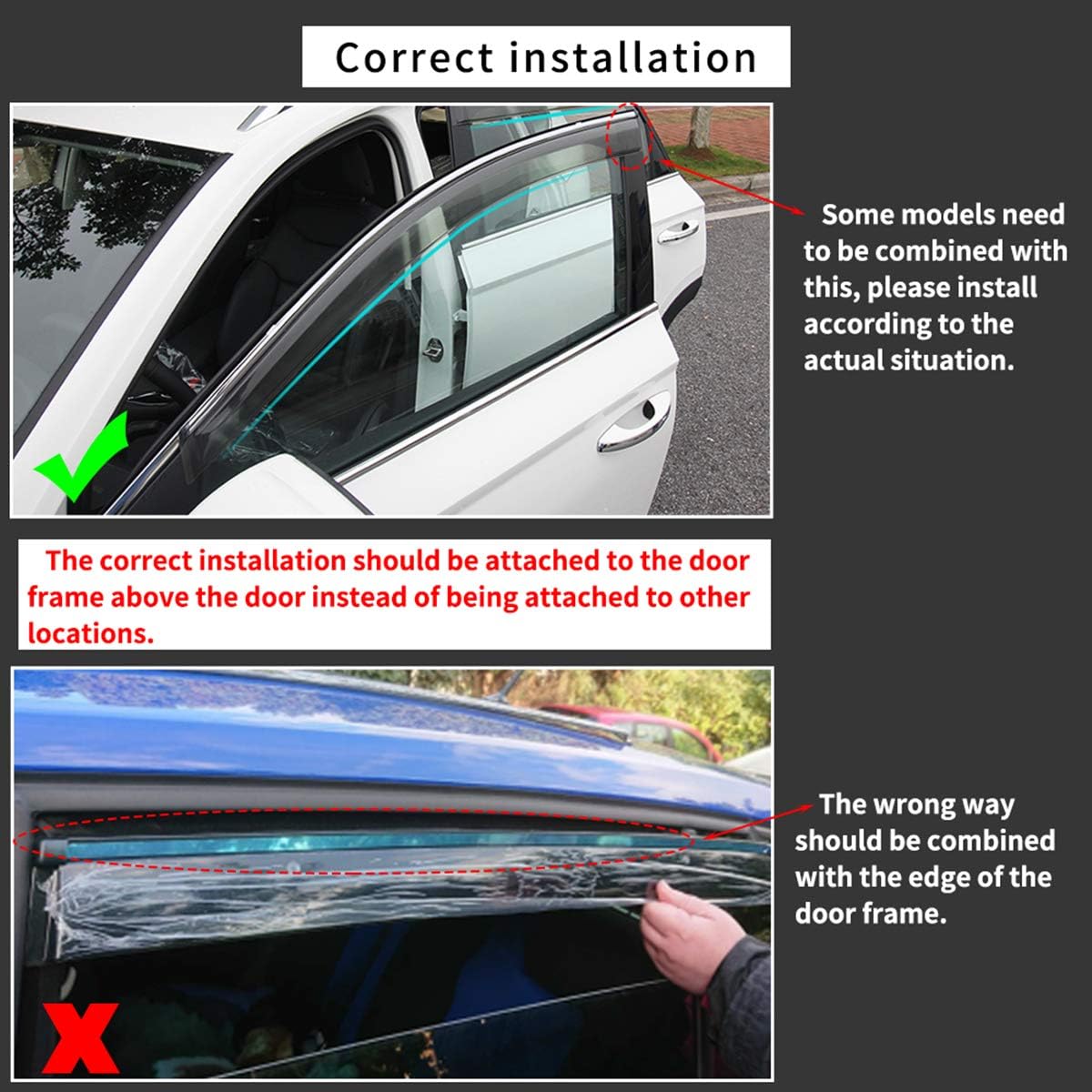 Side Window Deflectors for Audi Q5 2010-2018 4PCS Car Window Visor Sun Rain Smoke Vent Shade Tape-On Outside Visors