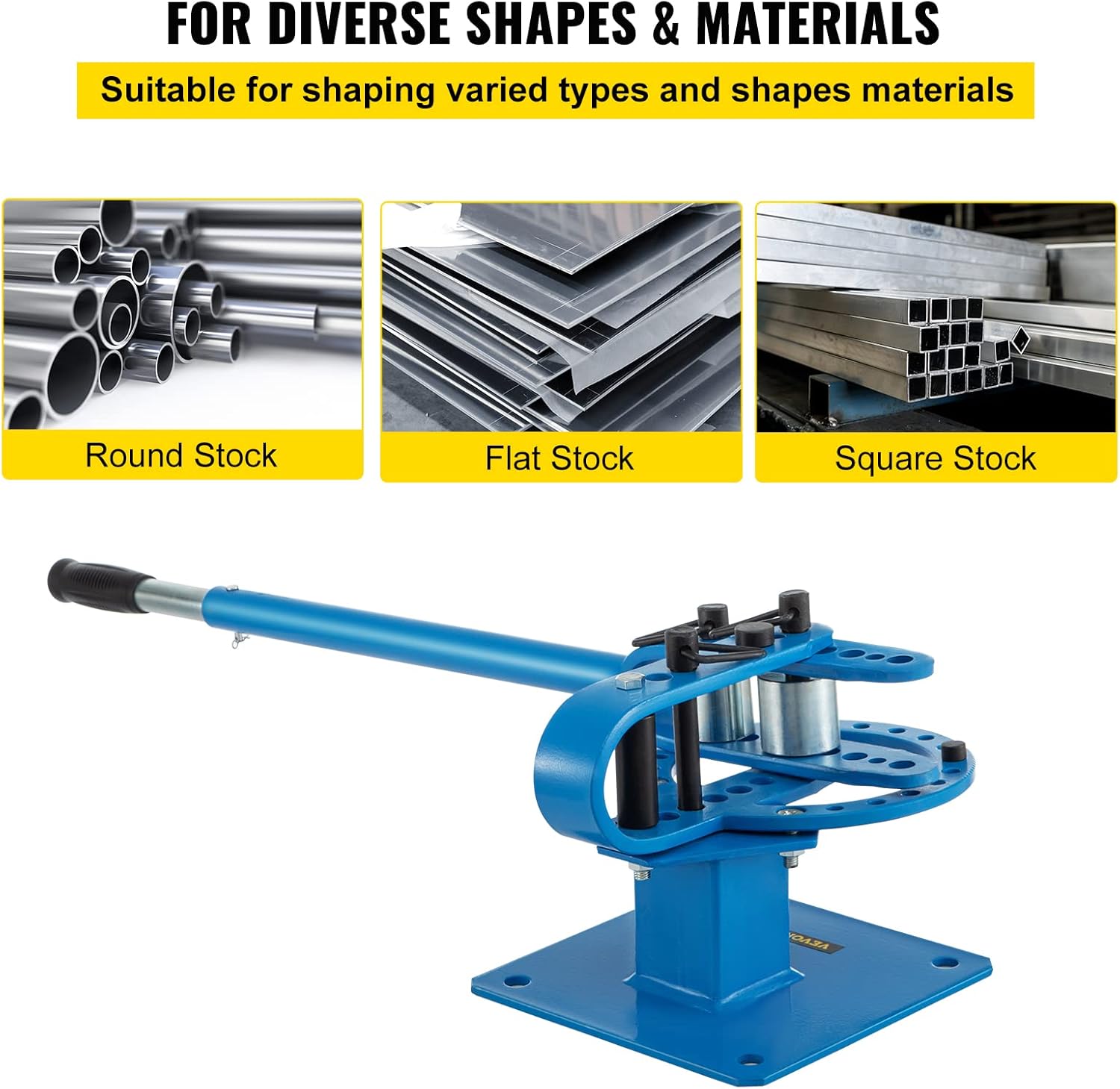 Mophorn YP-9 Manual Bench Top Compact Bender Pipe Bending Machine 7 Dies 1-3inch Metal Fabrication Tube Rod Pipe Bender 44ft Mount Powdercoat Telescoping Handle Maximum 5/8 Thick 1-15/16inch Width