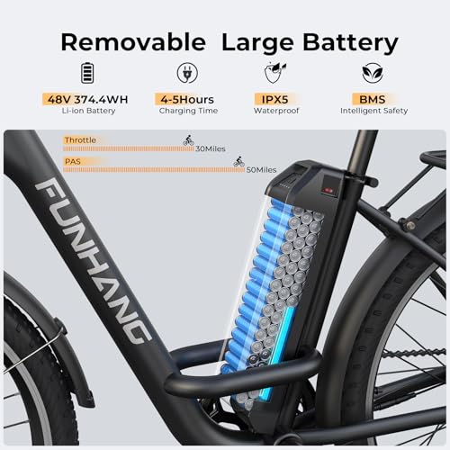 Electric Bike for Adults, 1000W Peak Ebike, 21.7MPH 50Miles City Cruiser Ebikes, 26" Step Thru Electric Bicycle with 48V Removable Battery, Adjustable Stem, Rear Rack, Front Suspension,7 Speed