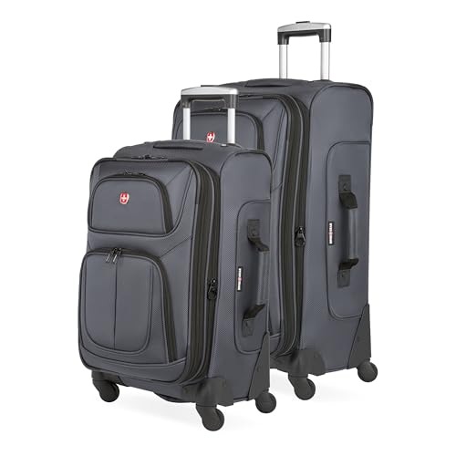 SwissGear Sion Softside Expandable Luggage, Black, Checked-Large 29-Inch