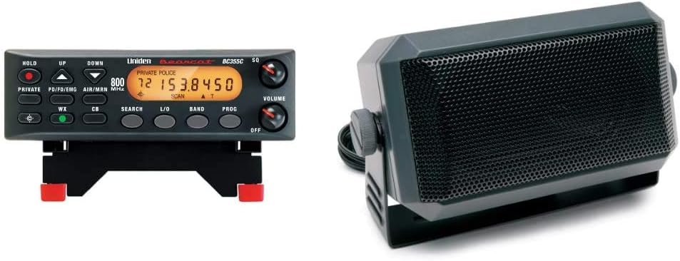 Uniden BC355N 800 MHz 300-Channel Base/Mobile Scanner and RoadPro RPSP-15 Universal CB Extension Speaker with Swivel Bracket