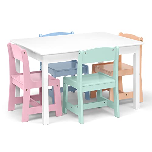 Delta Children Mysize Table with 4 Chairs, Bianca White/Primary