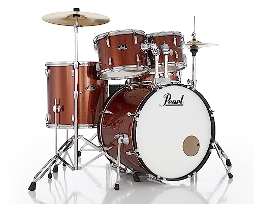 Pearl Roadshow Drum Set 4-Piece Complete Kit with Cymbals and Stands, Charcoal Metallic (RS584C/C706)