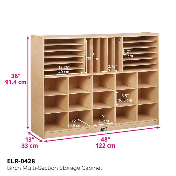 Ecr4kids Multi-Section Storage Cabinet with 15 Bins