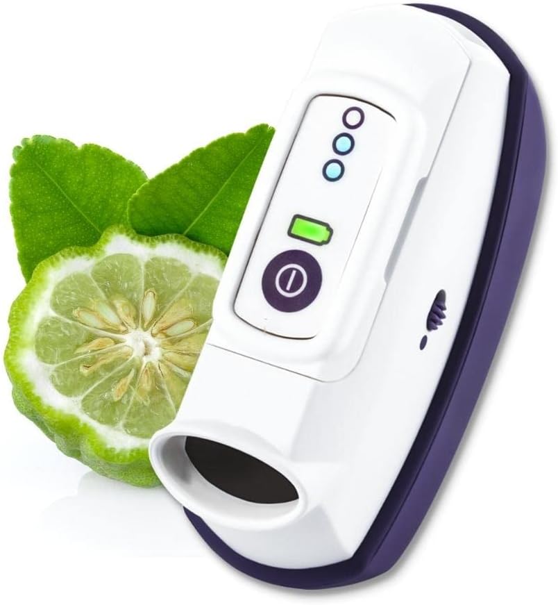 CalmiGo Anxiousness & Stress-Relief Natural Calming Device, Peppermint Scent, Purple