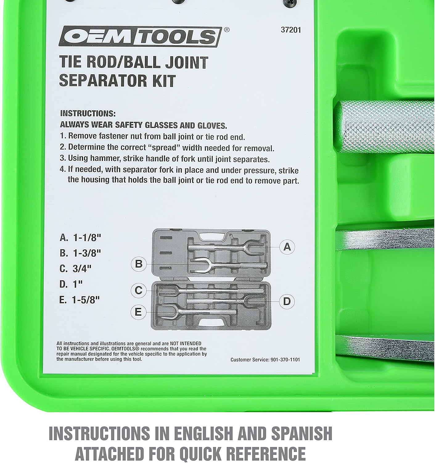 OEMTOOLS 37201 Tie Rod/Ball Joint Separator Set, 5 Piece, Replace Tie Rod, Separate Ball Joints and Pitman Arms, Pickle Fork, Ball Joint Removal Tool