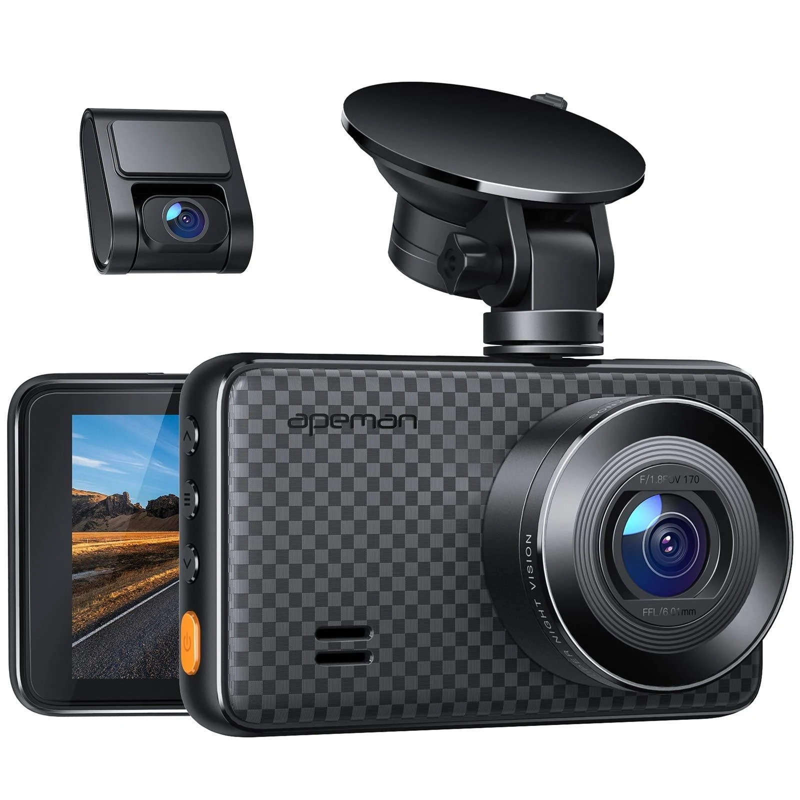 Apeman 1440pu00261080p Dual Dash Cam FHD Front and Rear Camera for Cars,