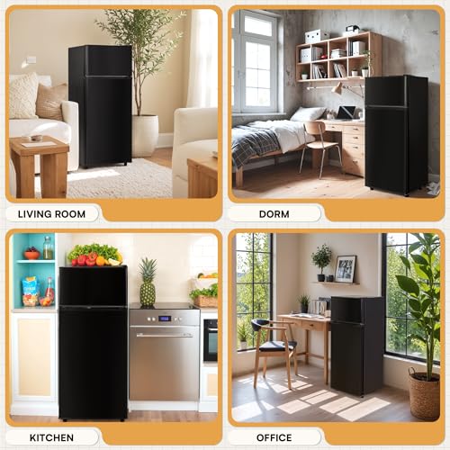 4.5 Cu.ft Mini Fridge with Freezer, Small Refrigerator with 2 Doors for Office, Kitchen, Dorm and Bedroom, Mini Refrigerator with Adjustable Shelves (Sliver）