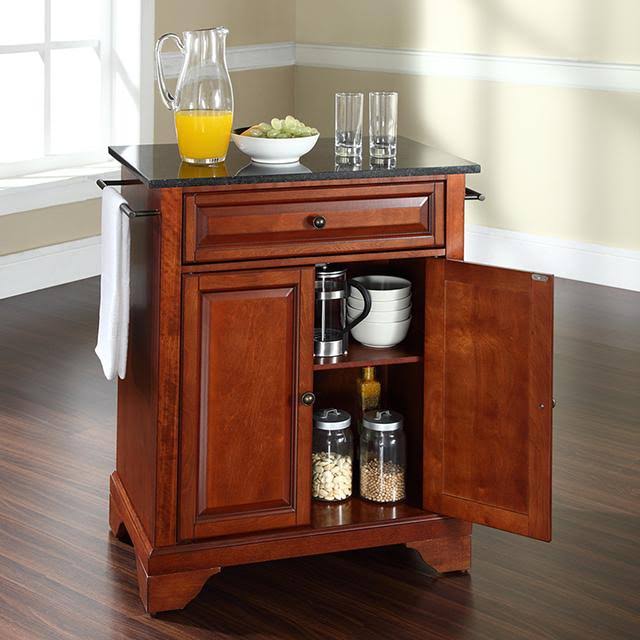 Alexandria Solid Granite Top Portable Kitchen Island - Classic Cherry - Crosley