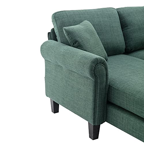 Convertible Sectional Sleeper Futon Sofa Bed with Tapered Legs and Solid Wood Frame,Foldable Loveseat Couch,w/Square Armrest,for Living Room,Study,Dorm,Office,Black, 70.5"