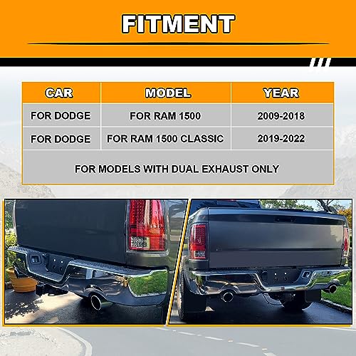 Rear Bumper Compatible with 2009-2018 Dodge Ram 1500, 2019 Ram 1500 Classic, Step Bumper with Parking Sensor Hole&Vent Hole, Chrome Bar Assembly (Model B)