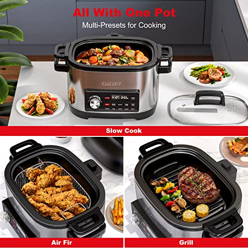 Galanz Electric Pressure Cooker & Air Fryer with Preset Programs Including Slow Cook, AirFry, Dehydrate, Rice, Grill, Roast, Steam, Beans, Stew, Warm,Stainless Steel