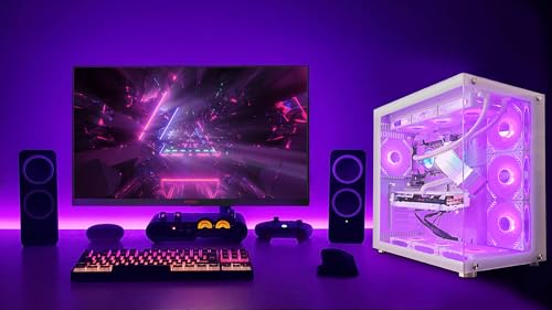 Superview Gaming PC Desktop - AMD Ryzen 7 5700G, RTX 4070 12GB, 32GB DDR4 RAM 3200, 1TB M.2 PCIE SSD, 650W PSU, 360mm AIO, 11AC Wi-Fi, Windows 11 Pro 64-bit Desktop Computer, Black