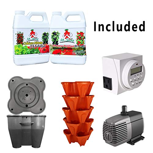 Mr. Stacky Smart Farm - Automatic Self Watering Garden - Grow Fresh Healthy Food Virtually Anywhere Year Round - Soil or Hydroponic Vertical Tower Gardening System (Standard Kit, Stone)