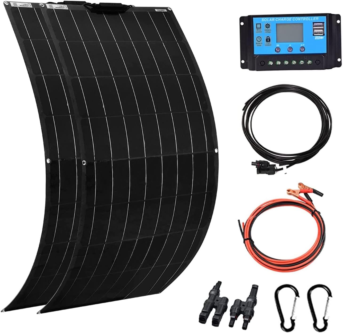 Solar Panel 400W 2X 200W ETFE Flexible Solar Panel Portable Mono Solar Battery Charger with Controller for Car Yacht Battery Boat,with 40A Controller …