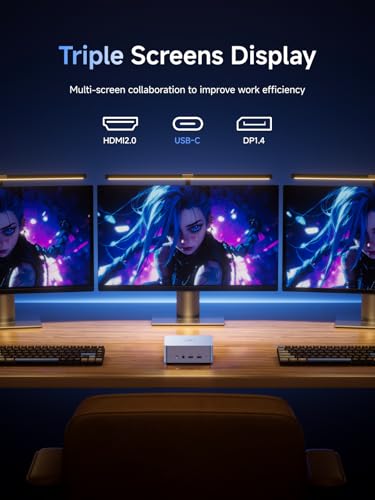 MINISFORUM UM880 Plus Mini PC AMD Ryzen 7 8845HS(8C/16T, up to 5.1GHz), 32GB DDR5 1TB PCIe4.0 SSD, HDMI+DP+USB4 Triple Outputs, OCuLink Port, 2.5G LAN, 5x USB Port, Radeon 780M Graphics Micro Computer