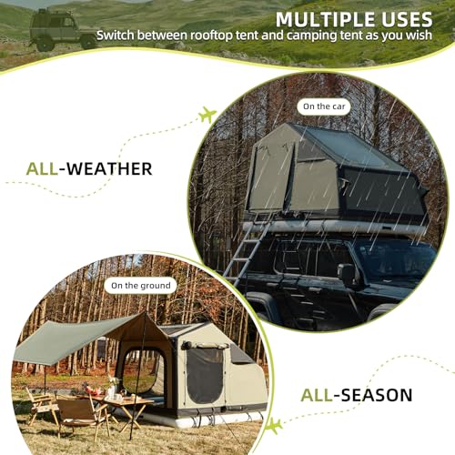 YOLENY Inflatable Tents for Camping, 4/6/8/10/12 Person Tent with TPU Skylight, Mesh Windows, Stove Jack & Pump, Easy Setup 4 Season Glamping Tent, Waterproof & Windproof