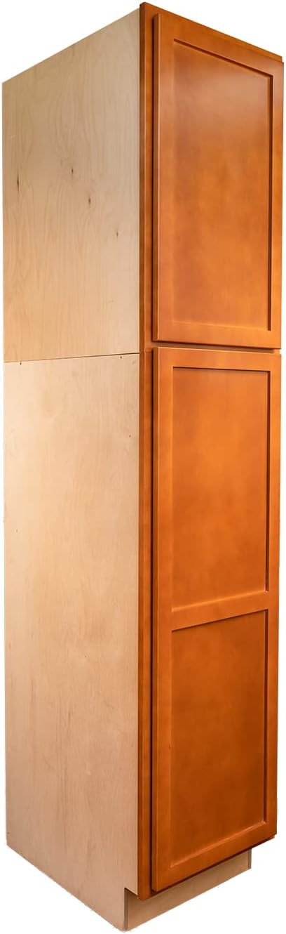 Quicklock RTA (Ready-to-Assemble) | Base Kitchen Cabinets - Shaker Style | 100% Plywood | Made in America | Soft Close Hardware (Provincial Stain, 24" D x 18" W x 84" H Pantry)