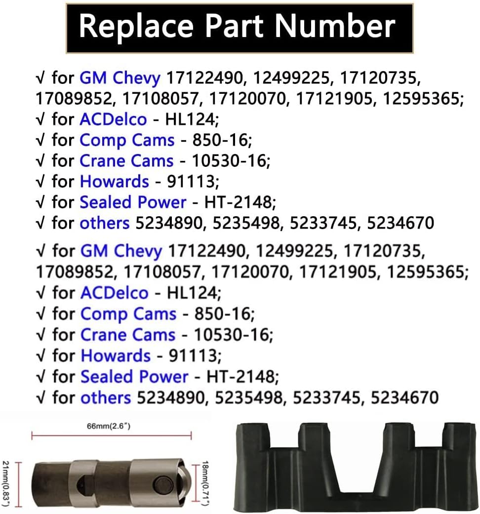 LS7 Lifters 16 Pcs Hydraulic Roller Ls Lifters and Trays, 12595365 5.3 Lifter for Chevy GM Silverado Cadillac Pontiac GMC Buick,LS1 LS2 LS7 LS3 LQ4 LQ9 lifter HL124 4.8L 5.3L 5.7L 6.0L 6.2L 12499225