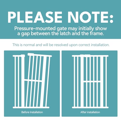 55.1" Extra Tall Pet Gate, 29.9-44.4" Wide Dog Gates for Doorways & Stairs, Metal Auto Close Cat Gate, Pressure Mounted Dog Gate, NO Tools Needed NO Drilling, Black