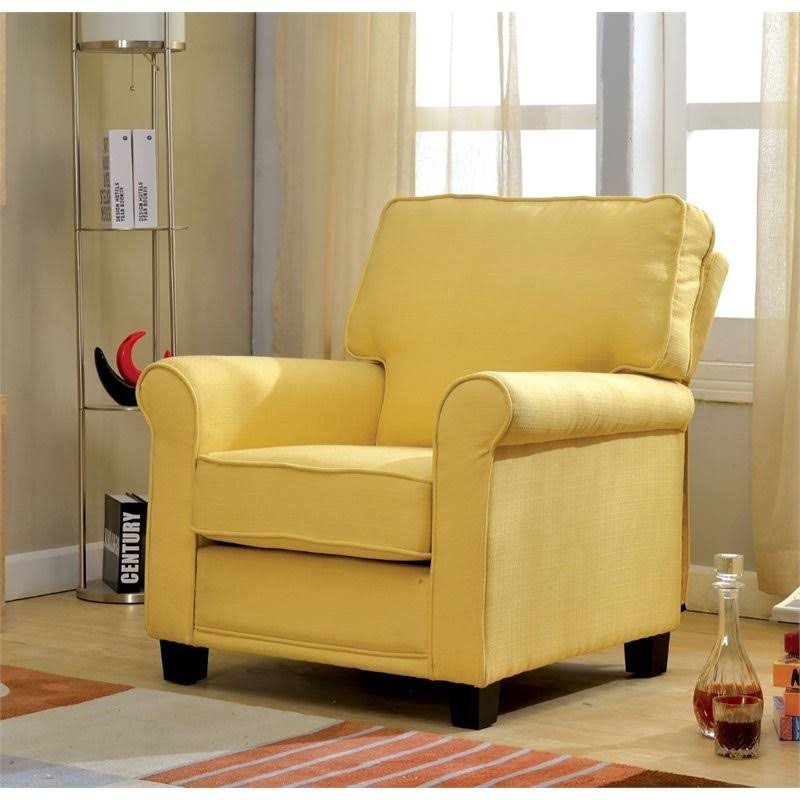Furniture of America Prior Transitional Fabric Accent Chair in Yellow
