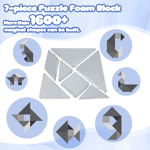 MeMoreCool Kids Couch Sofa Building Tangram Puzzle, Modular Kids Play Couch for Jigsaw Explorer, Buildable Foam Couch Block 7-Piece, Sectional Toddler Couch Children Convertible Sofa, Colorful