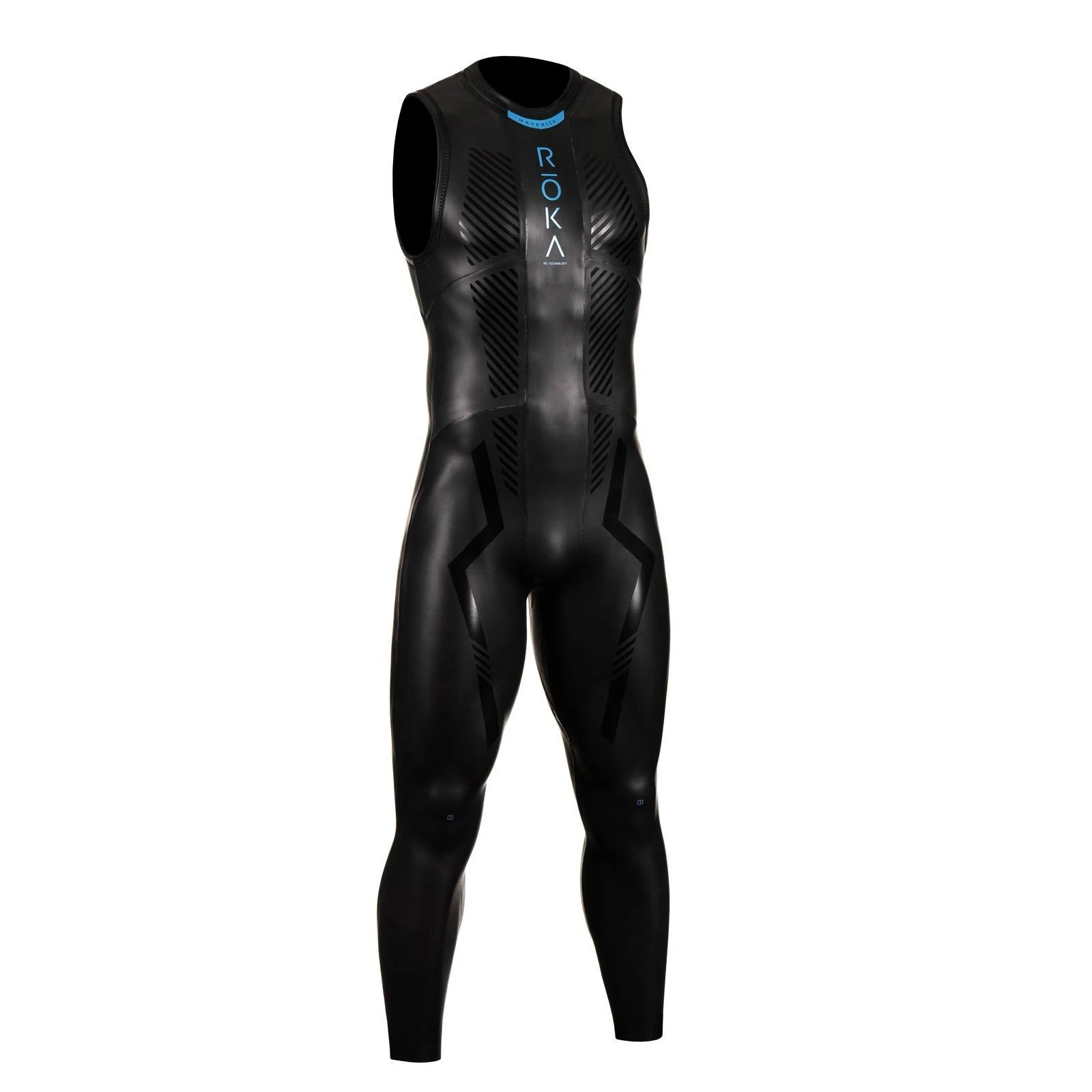 Roka Men&s Maverick Comp II Sleeveless Wetsuit in Black/Cyan | Small