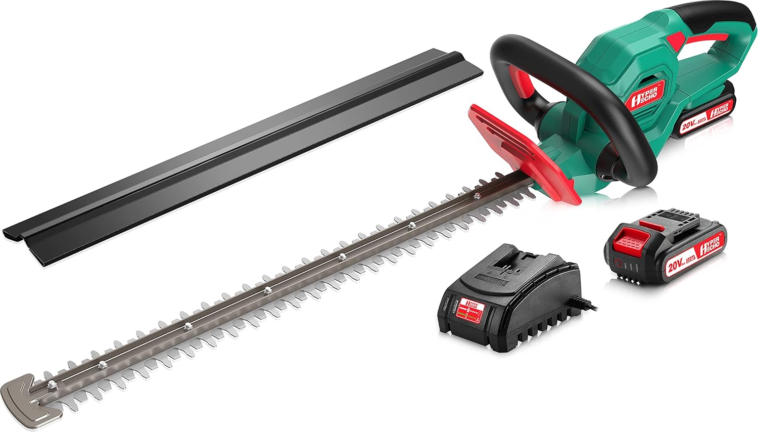 HYPERECHO Cordless Hedge Trimmer 40V MAX 24-Inch 1" Cutting Capacity Cordless Shrub Trimmer Electric Hedge Trimmer Brushless Motor (2.0Ah Battery*2&Charger Included)
