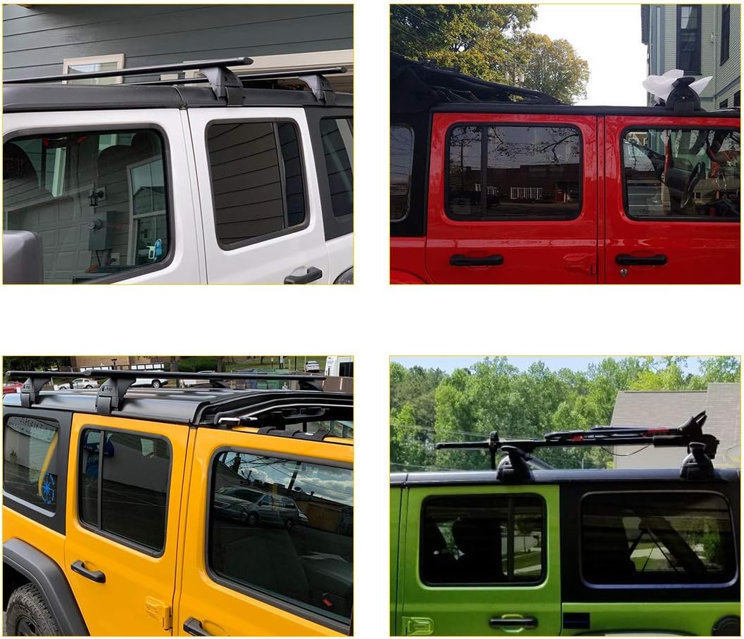 Roof Rack Cross Bars for Jeep Wrangler 2008 - 2022 Kayak Cargo Carriers Roof Rails Crossbars (4-Door Hard Top)