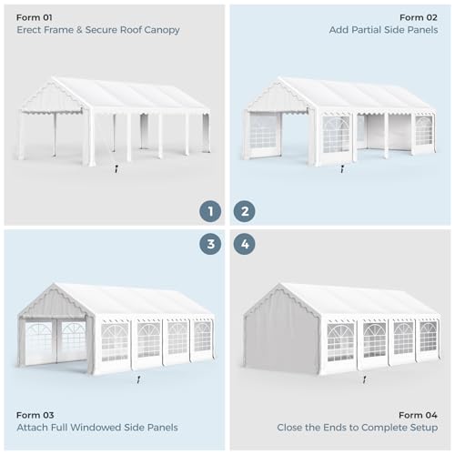 GREEN PARTY 20x40FT Party Tent Heavy Duty, Large Wedding Event Shelters with 7 Carry Bags & Removable Sidewalls, Outdoor Canopy Gazebo Commercial Tents for Parties Carport Camping Garden Patio