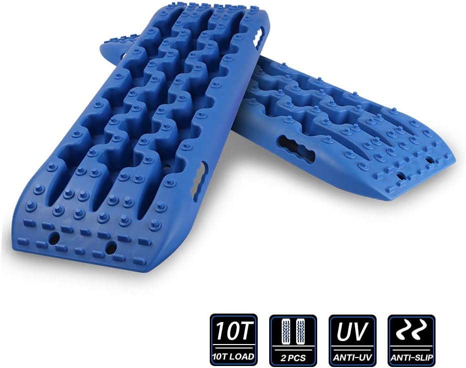 REINDEER Recovery Traction Tracks Mat for 4X4 Offroad Sand Snow Mud Track Tire Ladder Blue Slim 4WD Pack of 2