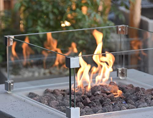 Elementi Manhattan Outdoor Table 37 Inches Natural Gas Patio Heater Concrete Firepits Outside Electronic Ignition Backyard Fireplace Cover Lava Rock Included
