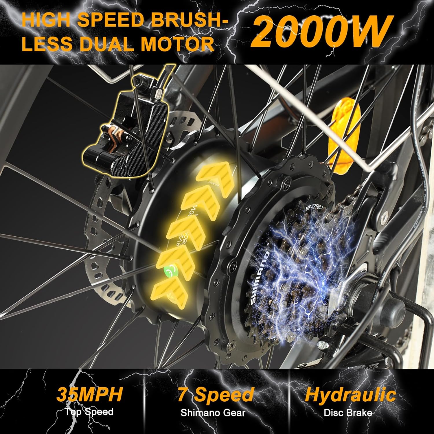 Electric Bike for Adults, Nexusrider Trailblazer 2000W 48V 22.4AH 35MPH AWD E Bike, 26"*4 Fat Tire, 7 Speed Gear, Dual Shock Absorber, Hydraulic Brake, Switchable Single & Dual Drives