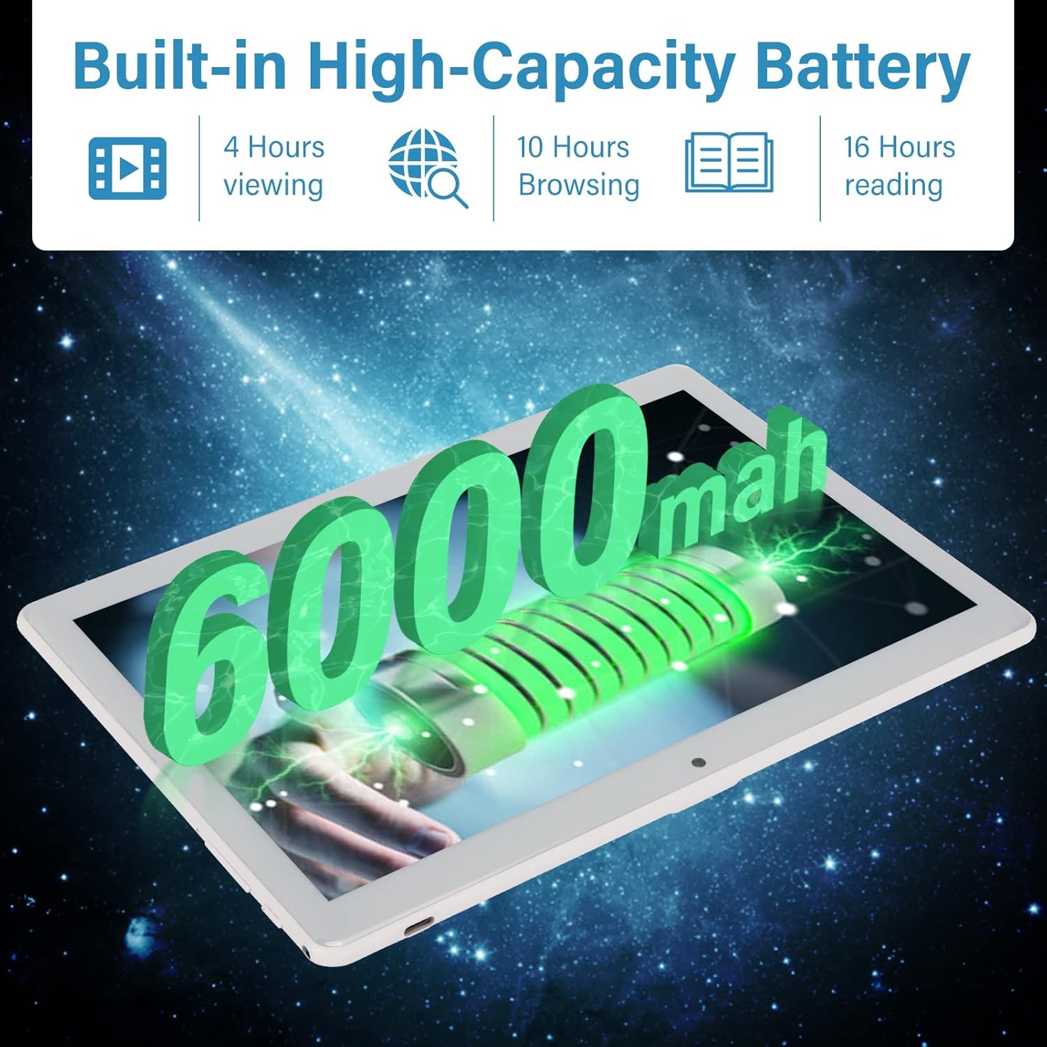 10 inch Android Tablet, 2GB RAM 32GB Storage, 1.8Ghz Processor, 10.1 IPS HD Display, Micro HDMI, 2.4G 5G WiFi, Metal Body Black