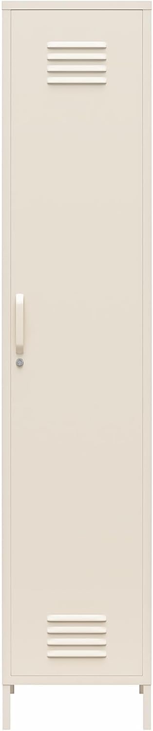 Novogratz Cache 1-Door Tall Single Metal Locker Style Storage Cabinet, Parchment